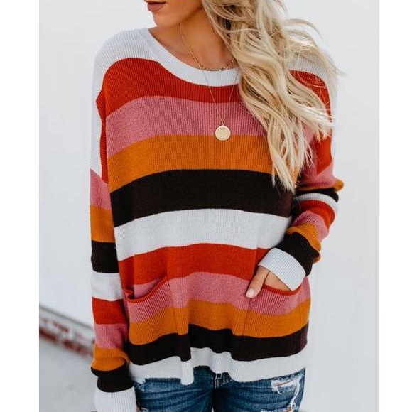Vici Sweaters - Vici Dolls Brady Striped Pocketed Sweater Medium